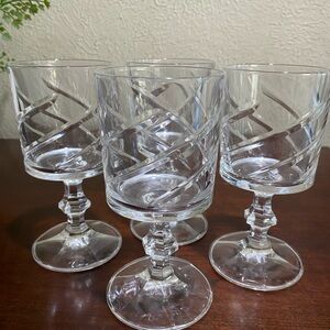 Vintage, Set of 4, Libbey, Rock Sharpe Collection, Crystal Cut Wine/Goblets